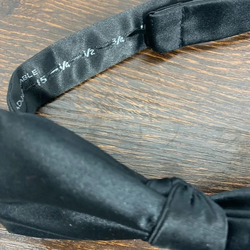 Stafford Black satin bow tie adjustable